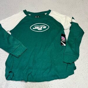 NFL New York Jets Green and White Raglan Shirt
